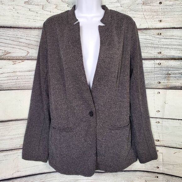 Banana Republic Women’s Blazer L Gray Textured One Button Jacket Career Work - Picture 1 of 8